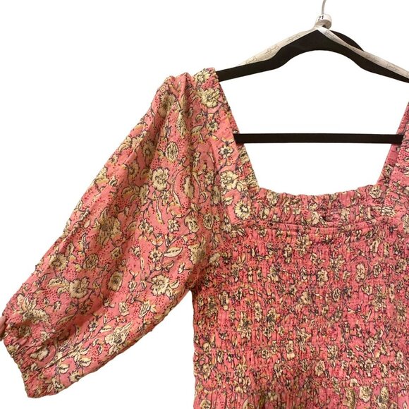 NWT Jessica Simpson Women's Printed Smocked Dress in Dots & Roses, Size Small - Picture 3 of 7